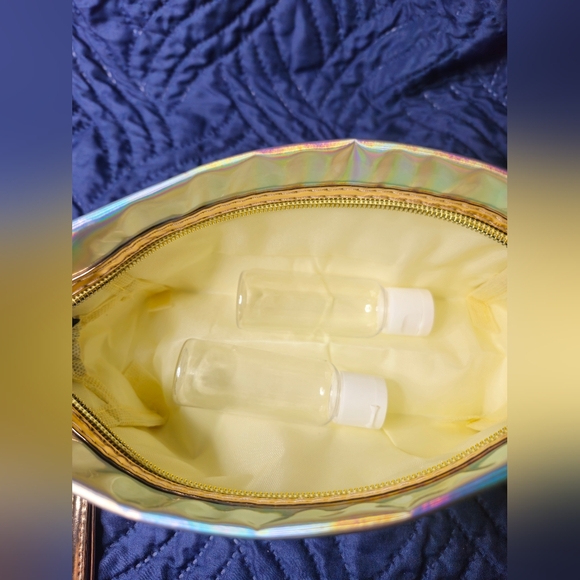NWOT Colorful Iridescent Makeup Bag PLUS 2 Containers ~NOT VICTORIA'S SECRET. - Picture 5 of 6